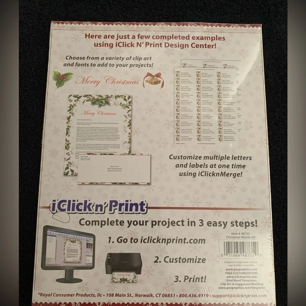 New Geographics Double Sided Christmas Theme Letterhead Paper, 40 Count